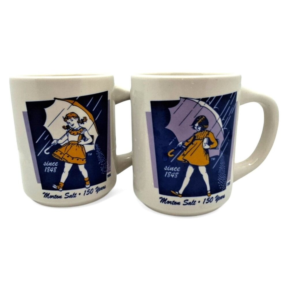 Morton Salt Porcelain Coffee Mugs Set of 2